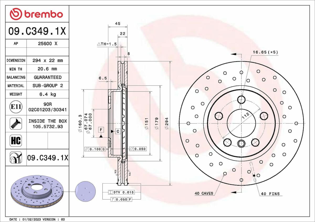 Bremžu diski BREMBO 09.C349.1X 1