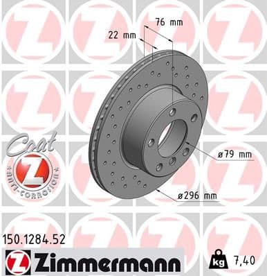 Bremžu diski ZIMMERMANN 150.1284.52 1