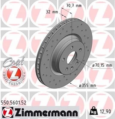 Bremžu diski ZIMMERMANN 550.5601.52 1