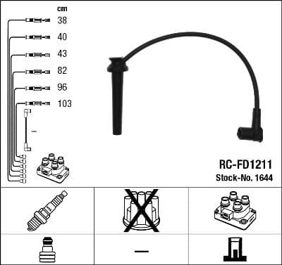 Augstsprieguma vadu komplekts NGK 1644 1