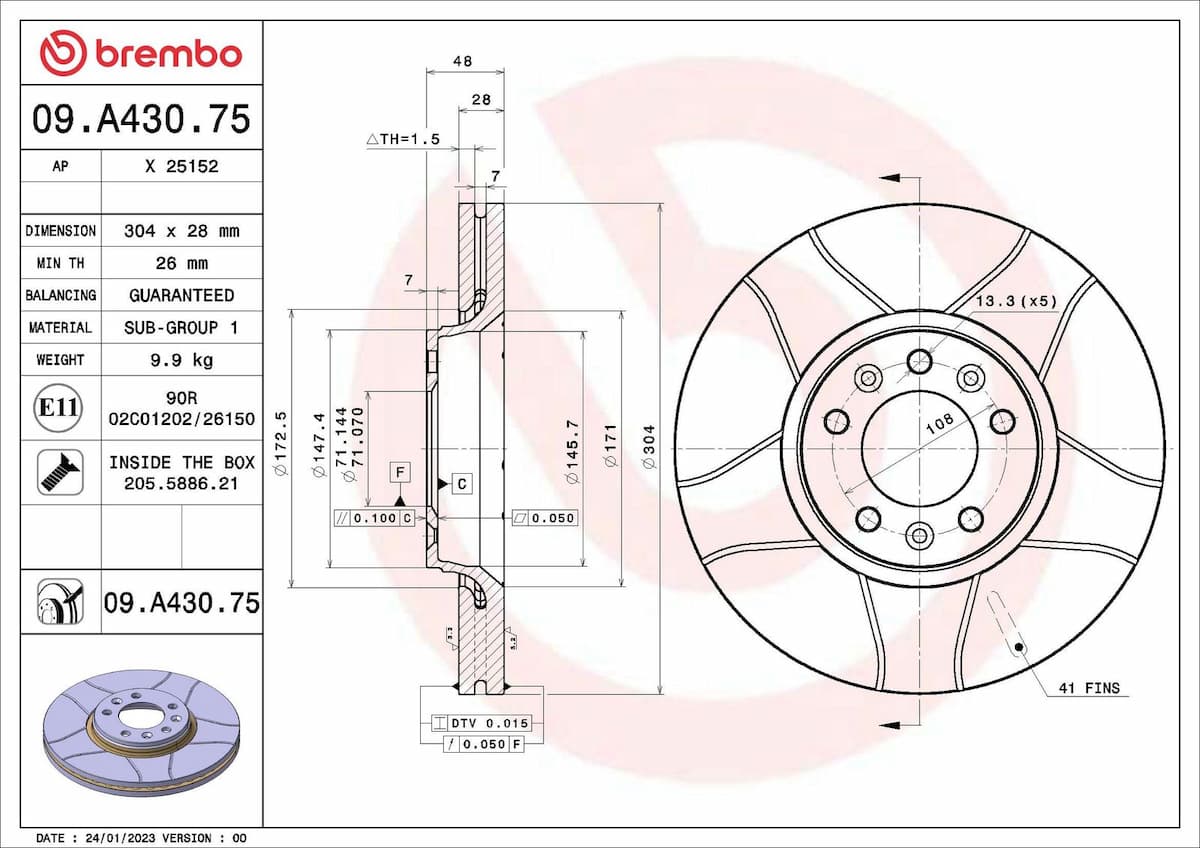 Bremžu diski BREMBO 09.A430.75 1