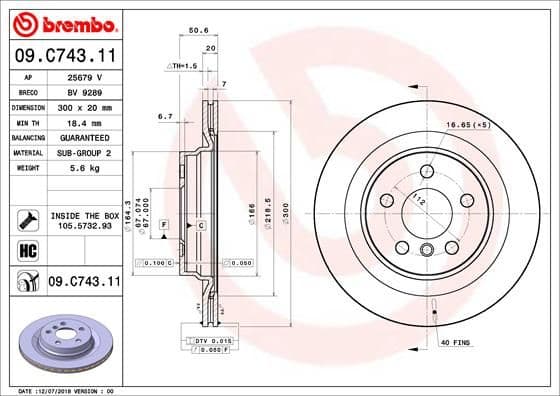 Bremžu diski BREMBO 09.C743.11 1