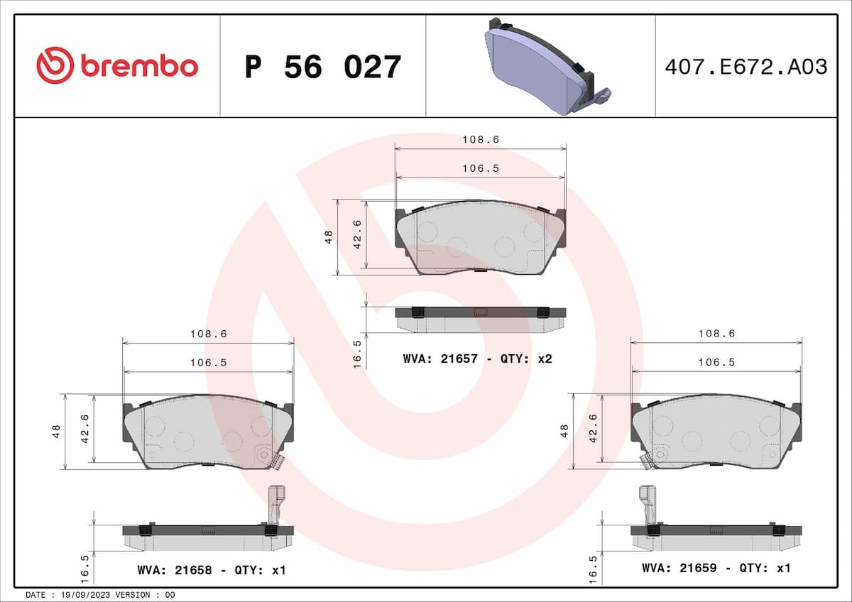 Bremžu uzliku kompl., Disku bremzes BREMBO P 56 027 1