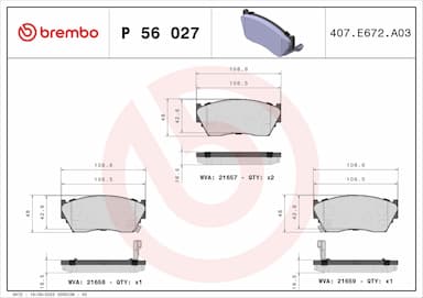 Bremžu uzliku kompl., Disku bremzes BREMBO P 56 027 1