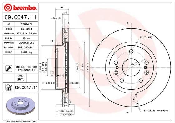 Bremžu diski BREMBO 09.C047.11 1