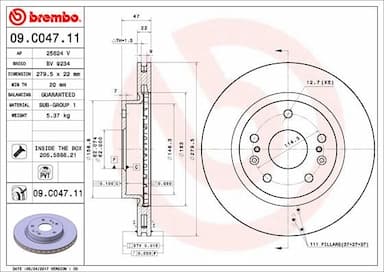 Bremžu diski BREMBO 09.C047.11 1