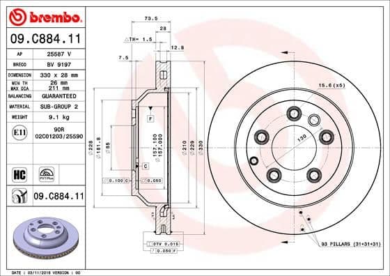 Bremžu diski BREMBO 09.C884.11 1