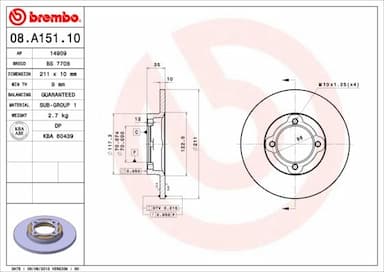 Bremžu diski BREMBO 08.A151.10 1