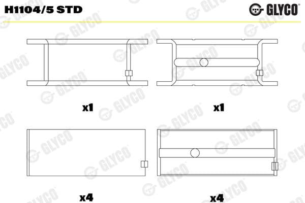 Kloķvārpstas gultnis GLYCO H1104/5 STD 1