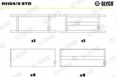 Kloķvārpstas gultnis GLYCO H1104/5 STD 1