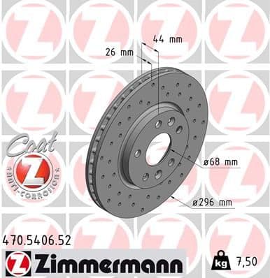 Bremžu diski ZIMMERMANN 470.5406.52 1