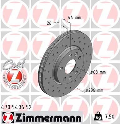 Bremžu diski ZIMMERMANN 470.5406.52 1