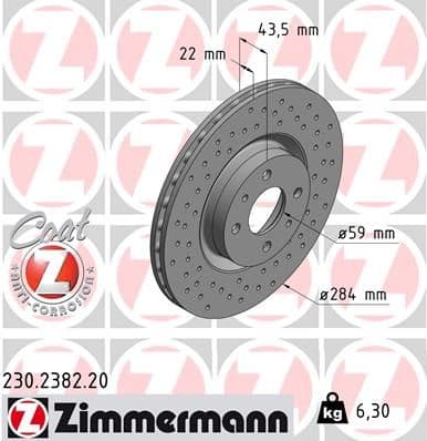 Bremžu diski ZIMMERMANN 230.2382.20 1