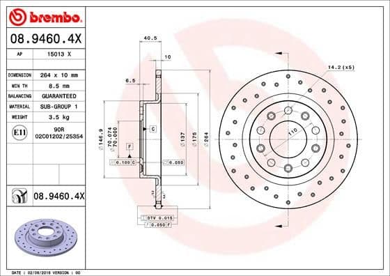 Bremžu diski BREMBO 08.9460.4X 1