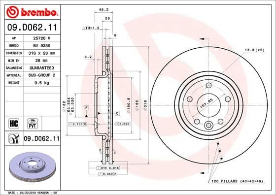 Bremžu diski BREMBO 09.D062.11 1