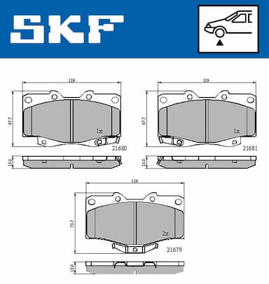 Bremžu uzliku kompl., Disku bremzes SKF VKBP 80247 A 2