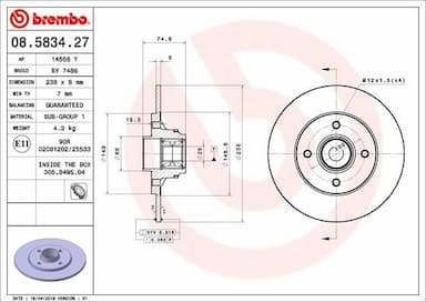 Bremžu diski BREMBO 08.5834.27 1