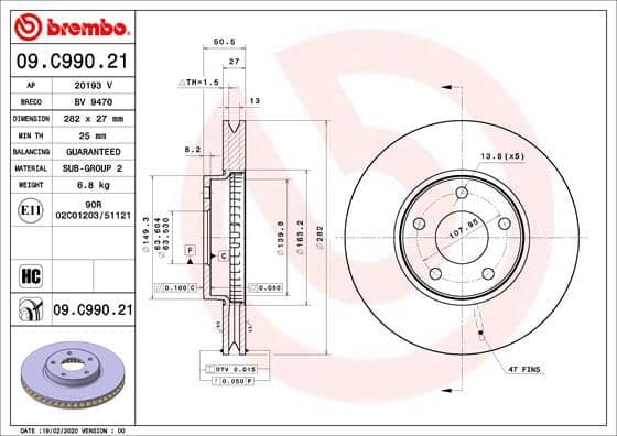 Bremžu diski BREMBO 09.C990.21 1