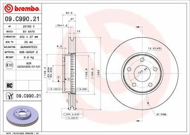 Bremžu diski BREMBO 09.C990.21 1