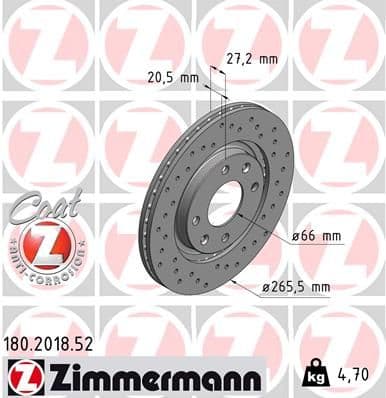 Bremžu diski ZIMMERMANN 180.2018.52 1