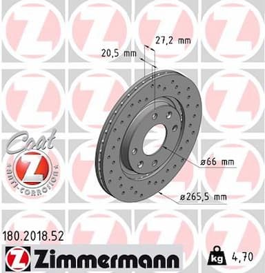 Bremžu diski ZIMMERMANN 180.2018.52 1