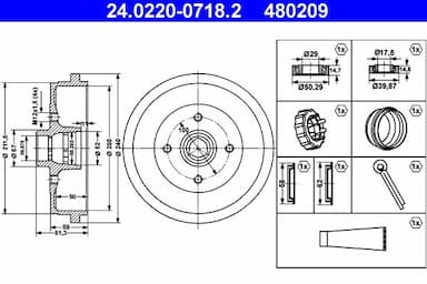 Bremžu trumulis ATE 24.0220-0718.2 1