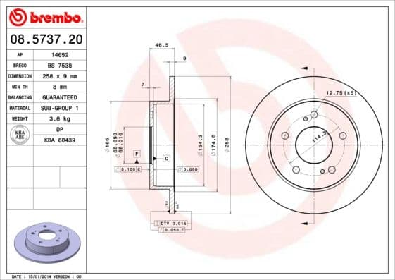 Bremžu diski BREMBO 08.5737.20 1