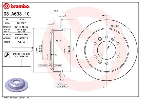 Bremžu diski BREMBO 08.A633.10 1