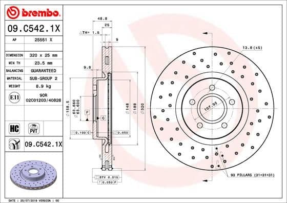 Bremžu diski BREMBO 09.C542.1X 1