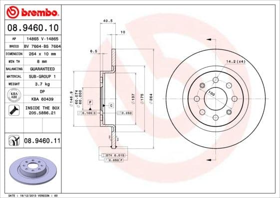 Bremžu diski BREMBO 08.9460.11 1