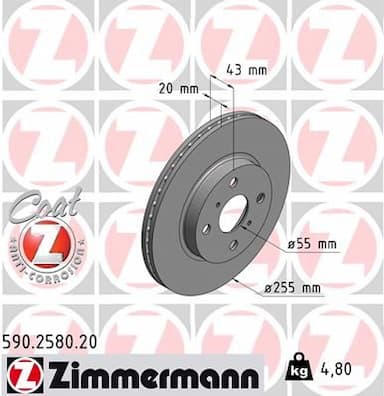 Bremžu diski ZIMMERMANN 590.2580.20 1