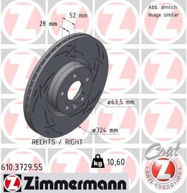 Bremžu diski ZIMMERMANN 610.3729.55 1