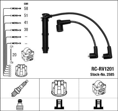 Augstsprieguma vadu komplekts NGK 2585 1