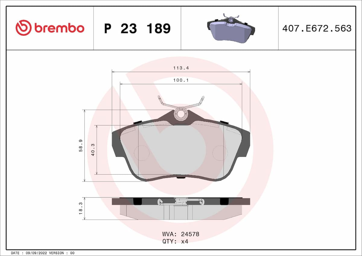 Bremžu uzliku kompl., Disku bremzes BREMBO P 23 189 1