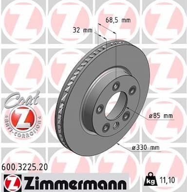 Bremžu diski ZIMMERMANN 600.3225.20 1