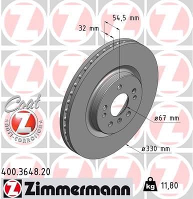 Bremžu diski ZIMMERMANN 400.3648.20 1