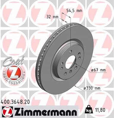 Bremžu diski ZIMMERMANN 400.3648.20 1