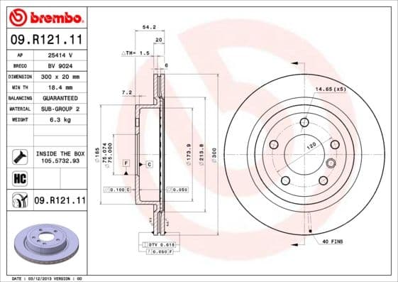 Bremžu diski BREMBO 09.R121.11 1