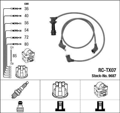 Augstsprieguma vadu komplekts NGK 9687 1