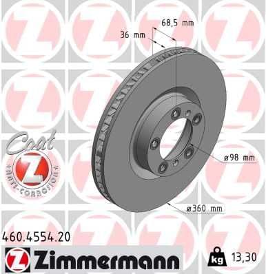 Bremžu diski ZIMMERMANN 460.4554.20 1