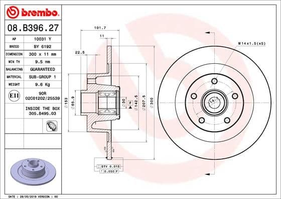 Bremžu diski BREMBO 08.B396.27 1