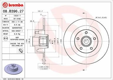 Bremžu diski BREMBO 08.B396.27 1