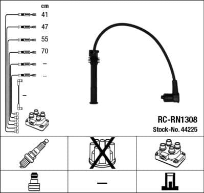 Augstsprieguma vadu komplekts NGK 44225 1