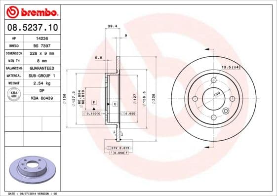 Bremžu diski BREMBO 08.5237.10 1