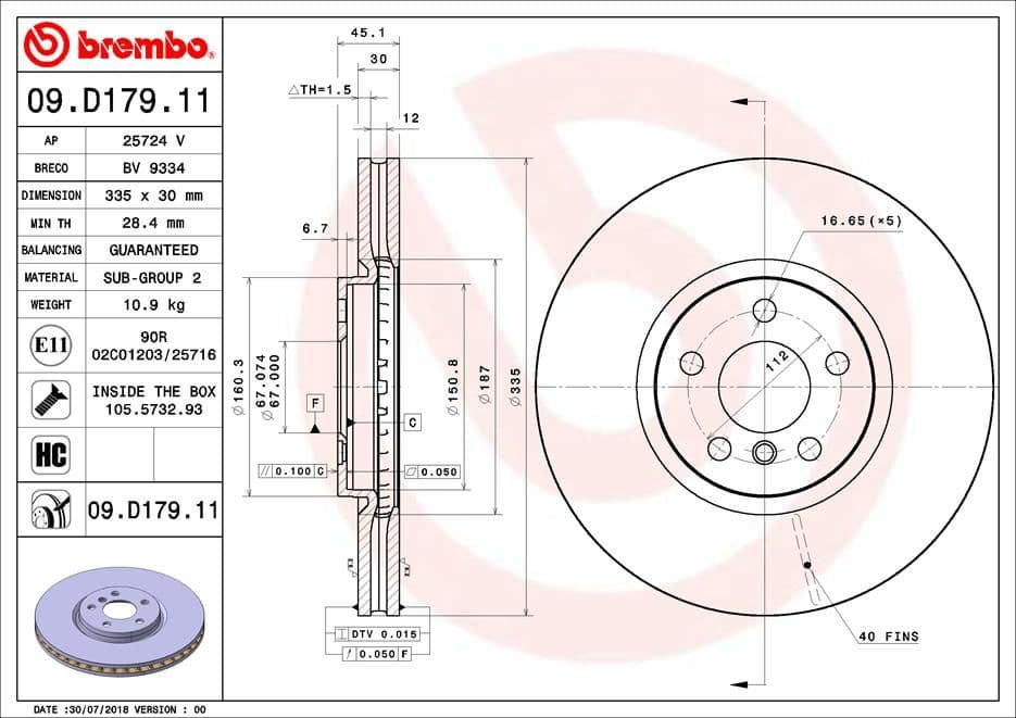 Bremžu diski BREMBO 09.D179.11 1