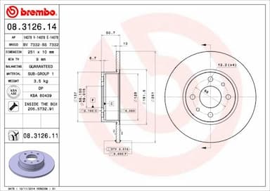 Bremžu diski BREMBO 08.3126.14 1