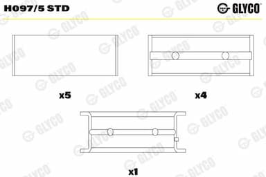 Kloķvārpstas gultnis GLYCO H097/5 STD 1