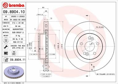 Bremžu diski BREMBO 09.8904.11 1