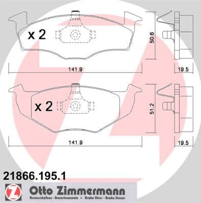 Bremžu uzliku kompl., Disku bremzes ZIMMERMANN 21866.195.1 1