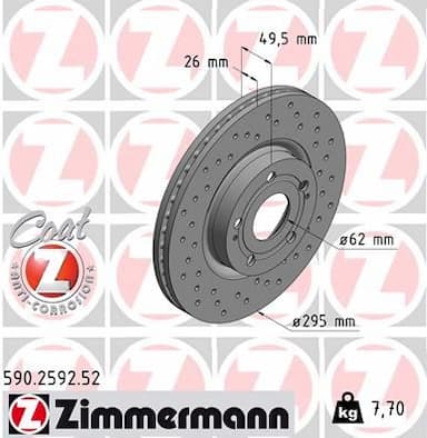 Bremžu diski ZIMMERMANN 590.2592.52 1